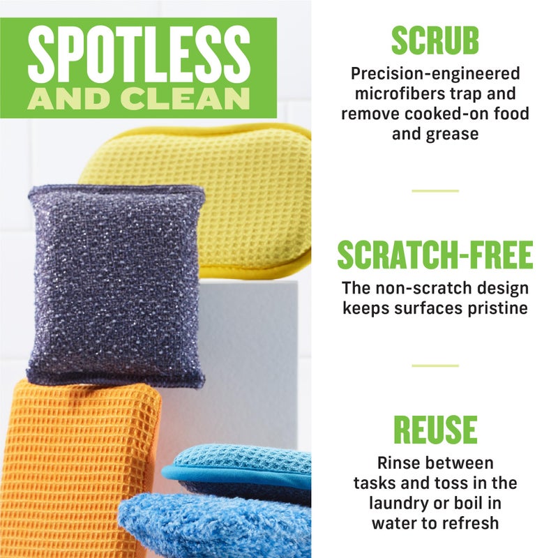 E-Cloth 2-Pack Non-Scratch Scrubbing Pads, Microfiber Scrubber and Dish Sponge, Ideal for a Streak-Free Clean Grill, Cast Iron and Dishes, Washable and Reusable, 100 Wash Promise - Image 3